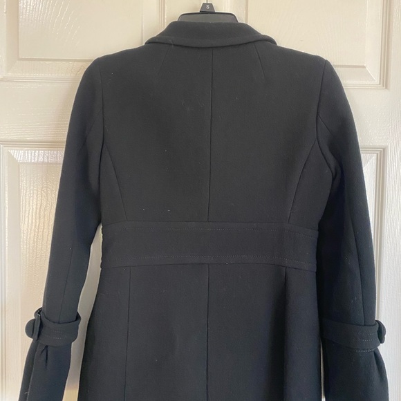 J Crew Day Coat Wool Black Mid Length Minimalist Classic Feminine Button Size 0 - Picture 12 of 16